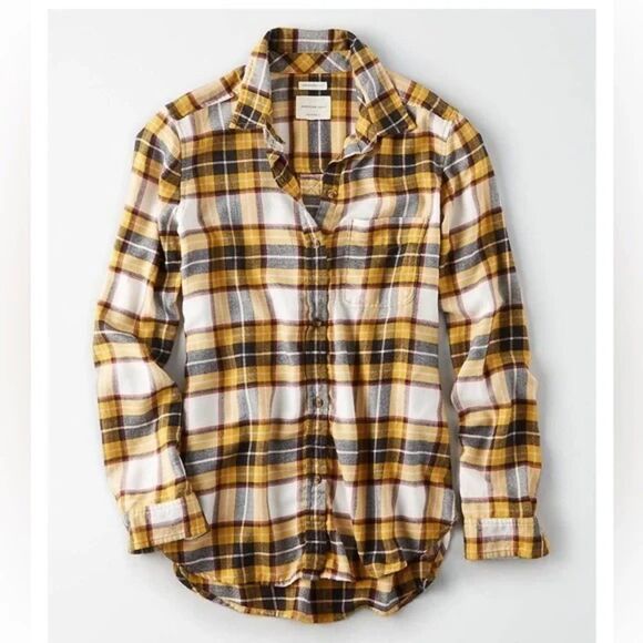 AEO Ahh-Mazingly Soft Boyfriend Fit | Flannel Button Up Shirt - Picture 1 of 7